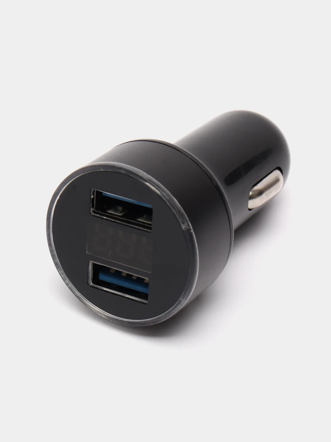 Черный автомобильное зарядное устройство 2USB с дисплеем