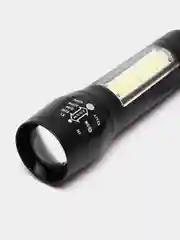 Черный светодиодный ручной USB фонарик, аккумуляторный, с прищепкой и линзой