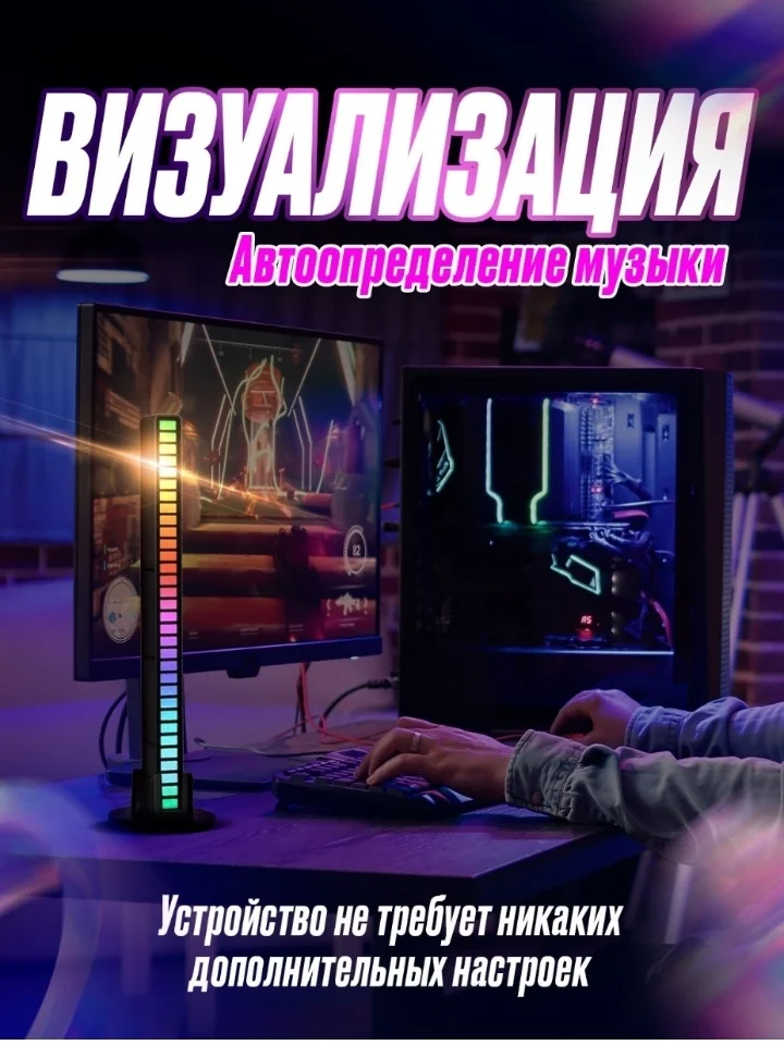 Белый rgv эквалайзер в авто и в дом, светодиодная музыкальная система управления звуковым ритмом
