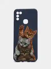 Синий меланж чехол силиконовый с принтом и защитой камеры для Infinix Hot 10 Play / Infinix Hot 11 Play