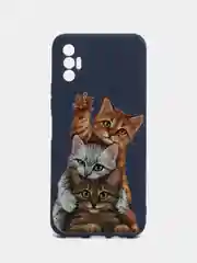 Бежевый чехол силиконовый с принтом и защитой камеры для Tecno Spark 8P