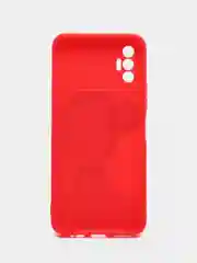 Бордовый чехол силиконовый с принтом и защитой камеры для Tecno Spark 8P
