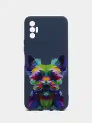 Бирюзовый чехол силиконовый с принтом и защитой камеры для Tecno Spark 8P