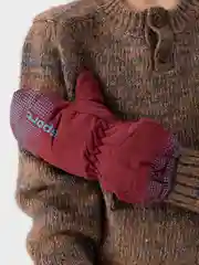 Вишнёвый краги варежки детские, теплые, непромокаемые, 6-8 лет
