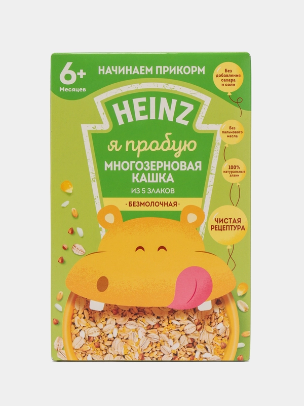 Каша детская Heinz 5 злаков, многозерновая, безмолочная, с 6 месяцев, 180 г
