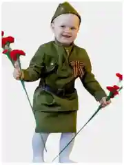 Детская военная форма на 9 мая "Солдаточка", пилотка. костюм для девочки