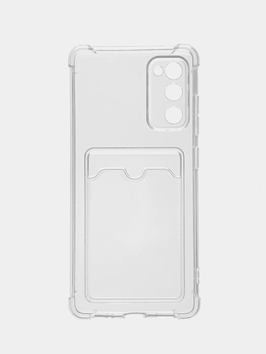 Прозрачный чехол противоударный ROSCO для Samsung Galaxy S20 FE, силиконовый, с карманом для карт