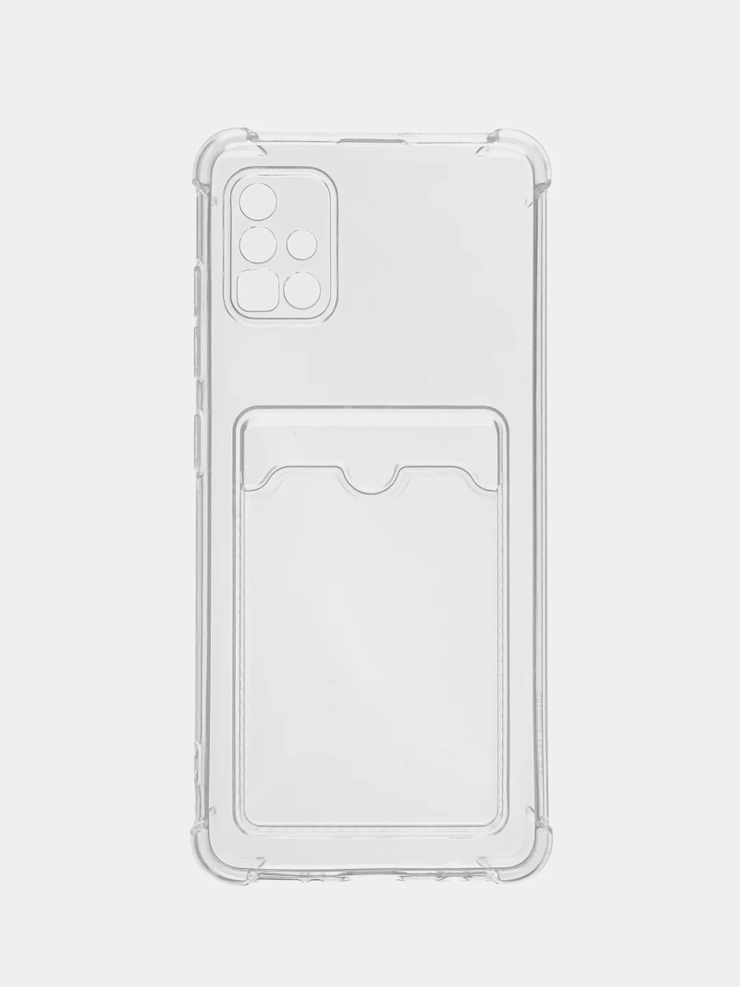 Прозрачный чехол противоударный ROSCO для Samsung Galaxy A51, силиконовый, с карманом для карт