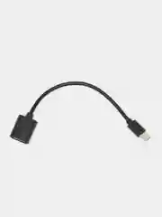 Черный кабель-переходник OTG USB 2.0 Type-A to USB Type-C для смартфонов/планшетов ROSCO 11,5 см