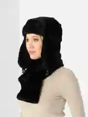 Угольный шапка - ушанка женская