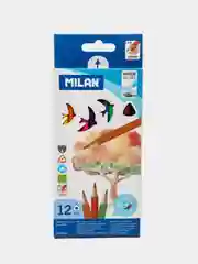 Карандаши цветные акварельные Milan трехгранные,  12 цветов
