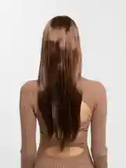 Шоколадный парик длинный прямой без челки