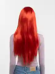 Красный парик длинный прямой без челки