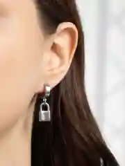 Серебряный серьги, клипсы "Замок"