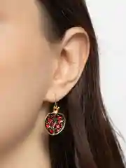 Красный серьги фрукты, гранат со стразами, яблоко