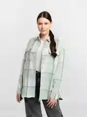 Салатовый рубашка женская, в клетку, утепленная