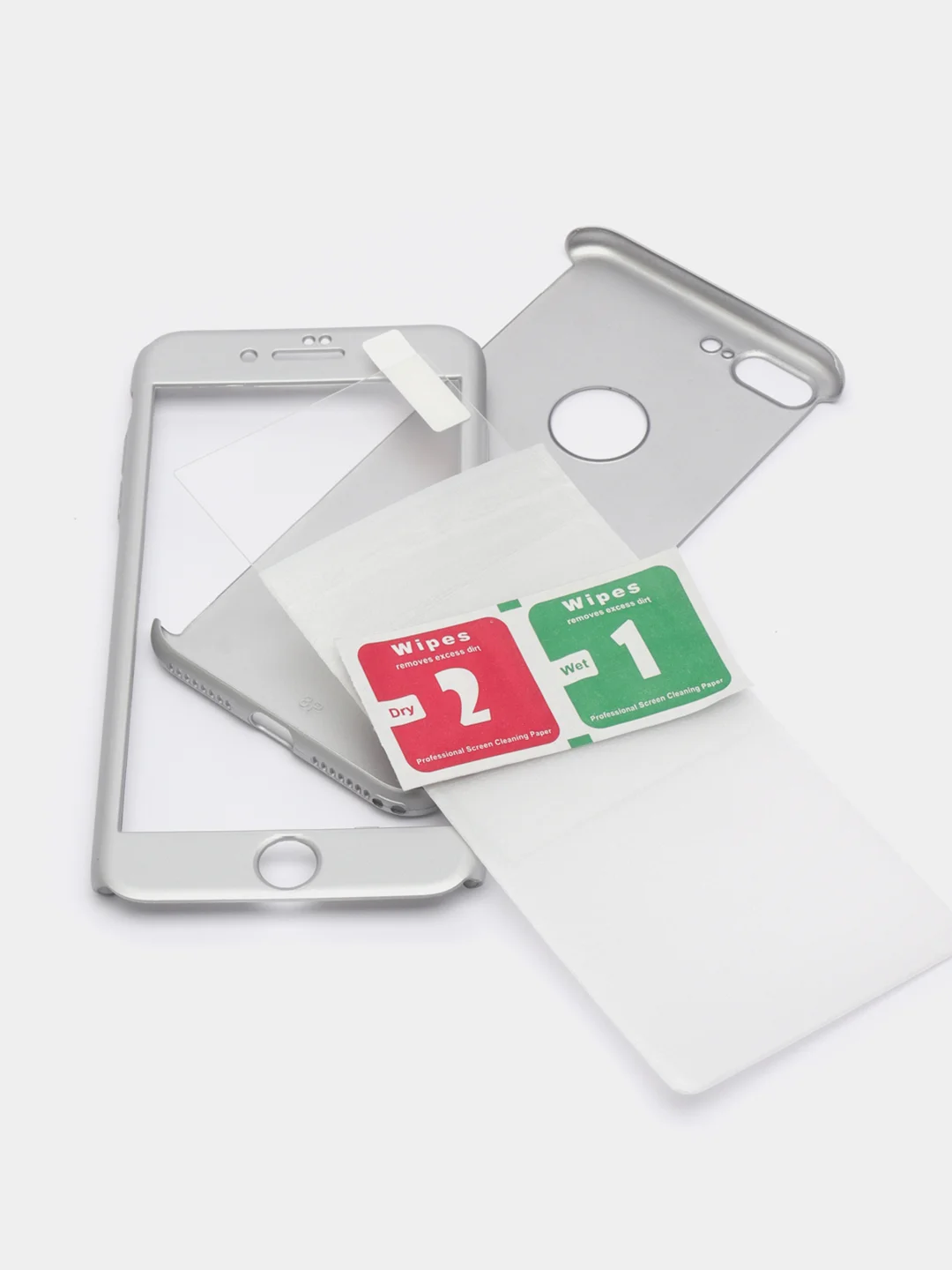 Белый чехол 360 + защитное стекло на iPhone 5s 6, 7, 8, SE, 20, X, XS, XR, 11, Pro, Max, 12