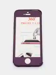 Фиолетовый чехол 360 + защитное стекло на iPhone 5s 6, 7, 8, SE, 20, X, XS, XR, 11, Pro, Max, 12