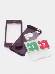 Фиолетовый чехол 360 + защитное стекло на iPhone 5s 6, 7, 8, SE, 20, X, XS, XR, 11, Pro, Max, 12