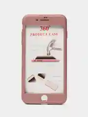 Розовый чехол 360 + защитное стекло на iPhone 5s 6, 7, 8, SE, 20, X, XS, XR, 11, Pro, Max, 12