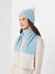 Небесно-голубой комплект: вязаные шапка и шарф МАРИЯ