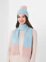 Голубой комплект: вязаные шапка и шарф МАРИЯ