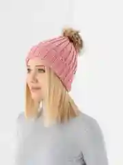 Бордовый женская шапка, с отстегивающимся помпоном