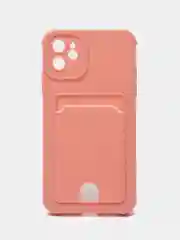 Пастельно-коралловый чехол для iPhone 11, 12, 13, с карманом для карт, противоударный