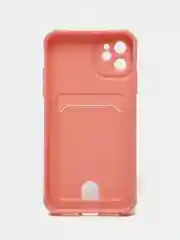 Пастельно-коралловый чехол для iPhone 11, 12, 13, с карманом для карт, противоударный