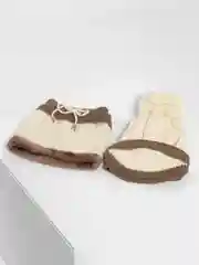 Бежевый шапка женская со снудом и маской