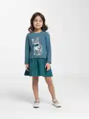 Бирюзовый платье для девочки с длинным рукавом, 2,3,4,5 лет