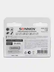 Батарейки КОМПЛЕКТ 10 шт, SONNEN Alkaline, AAA (LR03, 24А), мизинчиковые,451089