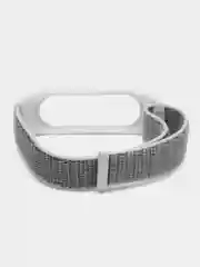 Серебряный ремешок на липучке для Xiaomi Mi Band 3, 4, 5, 6, 7 Сяоми Ми Банд, тканевый, нейлоновый