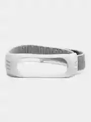 Серебряный ремешок на липучке для Xiaomi Mi Band 3, 4, 5, 6, 7 Сяоми Ми Банд, тканевый, нейлоновый