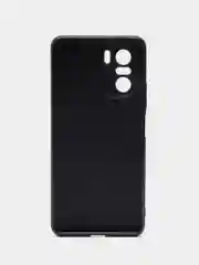 Черный чехол для Xiaomi Poco F3 силиконовый ROSCO матовый тонкий с бортиком, защитой вокруг камер
