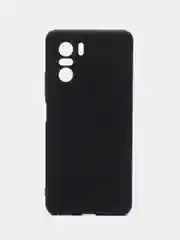 Черный чехол для Xiaomi Poco F3 силиконовый ROSCO матовый тонкий с бортиком, защитой вокруг камер
