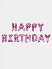 Фуксия гирлянда-растяжка из воздушных шаров "С днем рождения" / "Happy Birthday", на праздник