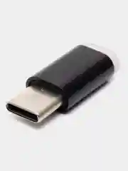 Черный адаптер-переходник, коннектор ROSCO с MicroUSB на Type-C для передачи данных, зарядки