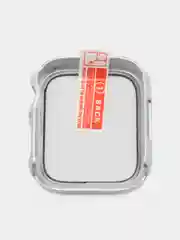 Серебряный бампер с защитным стеклом для Apple Watch 38/40/41/42/44/45/49