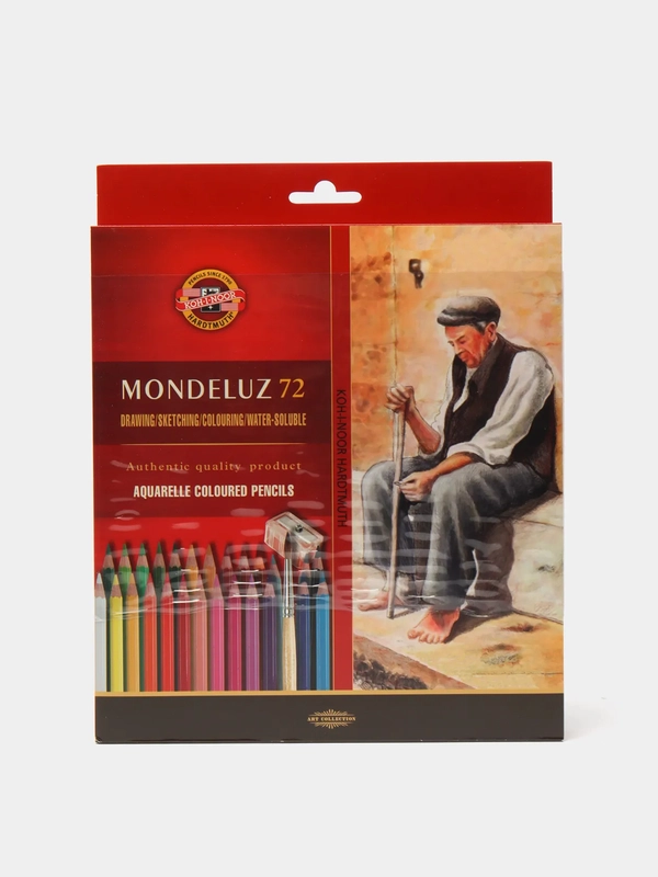 Карандаши акварельные набор Koh-I-Noor Mondeluz 3714, 72 цвета, точилка, кисть 2 штуки