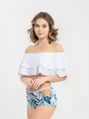 Белый женский раздельный купальник с принтом