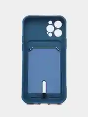Темно-синий чехол силиконовый для iPhone 7/8/SE/11/12/13/14/15/Plus/Pro Max, с карманом для карты