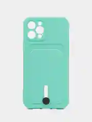 Мятный чехол силиконовый для iPhone 7/8/SE/11/12/13/14/15/Plus/Pro Max, с карманом для карты