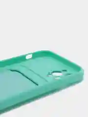 Мятный чехол силиконовый для iPhone 7/8/SE/11/12/13/14/15/Plus/Pro Max, с карманом для карты