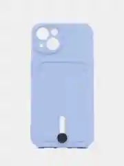 Синий чехол силиконовый для iPhone 7/8/SE/11/12/13/14/15/Plus/Pro Max, с карманом для карты