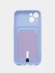 Синий чехол силиконовый для iPhone 7/8/SE/11/12/13/14/15/Plus/Pro Max, с карманом для карты