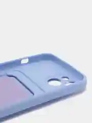 Синий чехол силиконовый для iPhone 7/8/SE/11/12/13/14/15/Plus/Pro Max, с карманом для карты