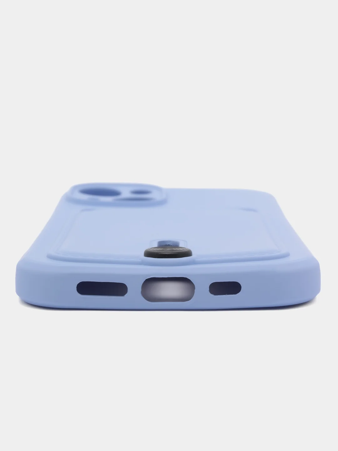 Синий чехол силиконовый для iPhone 7/8/SE/11/12/13/14/15/Plus/Pro Max, с карманом для карты