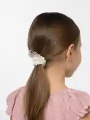 Серебряный резинка для волос жемчуг с короной