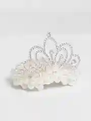 Серебряный резинка для волос жемчуг с короной